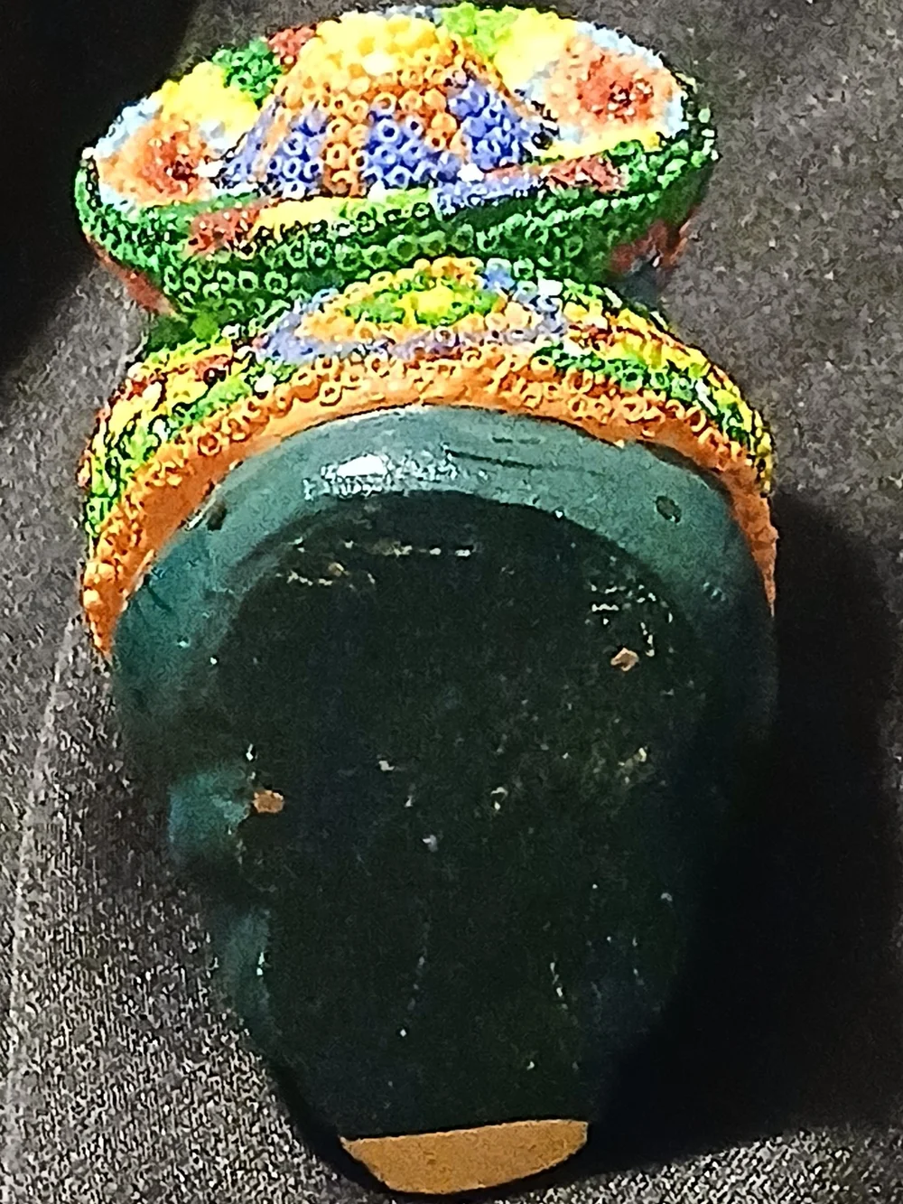 Handcrafted Mexican Folk Art Ornament  Intricate Sombrero Huichol Style Beaded